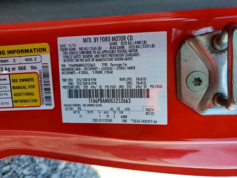 2016 FORD MUSTANG BASE  