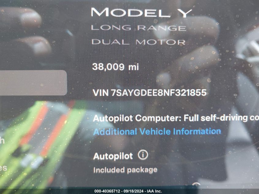 2022 TESLA MODEL Y LONG RANGE DUAL MOTOR ALL-WHEEL DRIVE