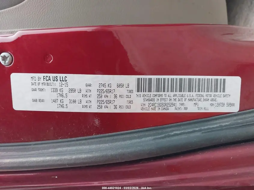 2016 CHRYSLER TOWN & COUNTRY TOURING