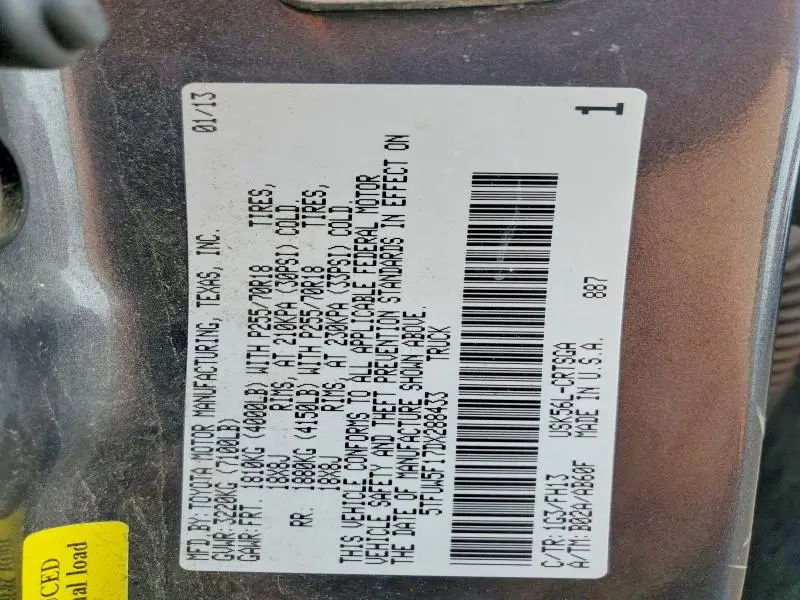 2013 TOYOTA TUNDRA GRADE  