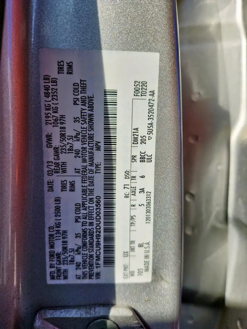 2013 FORD ESCAPE SEL  