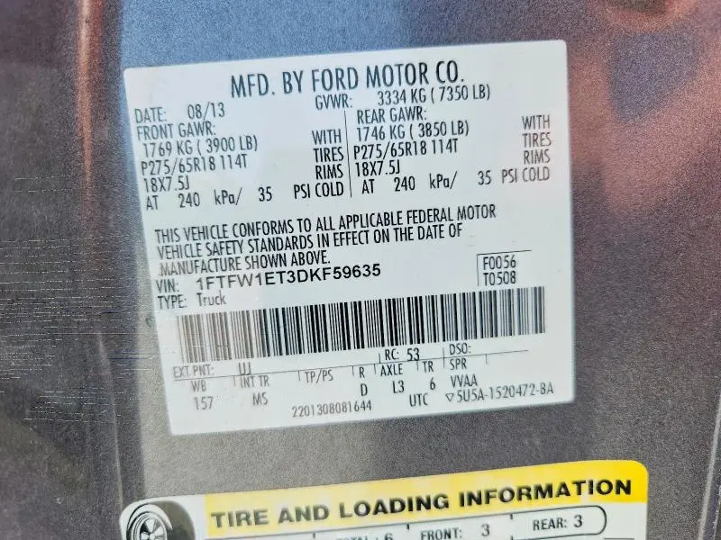 2013 FORD F150 SUPERCREW  
