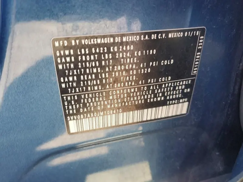 2018 VOLKSWAGEN TIGUAN S  