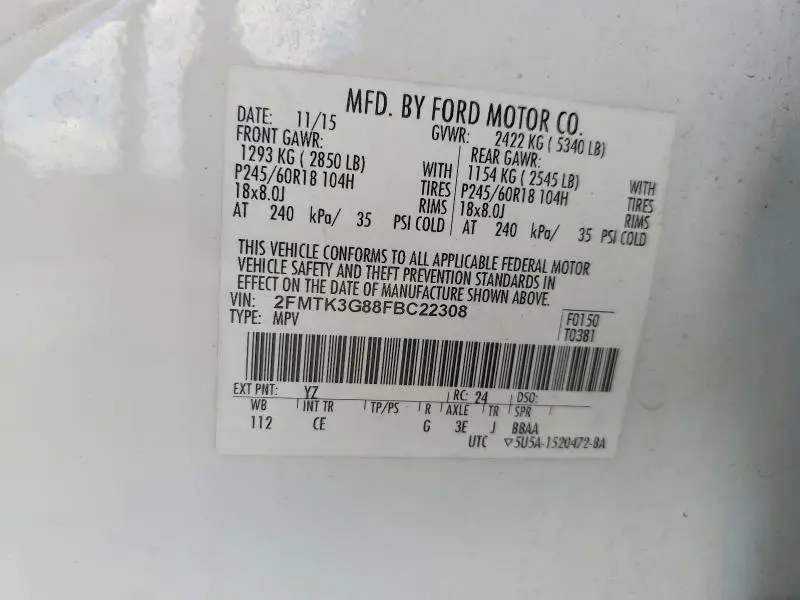 2015 FORD EDGE SE  