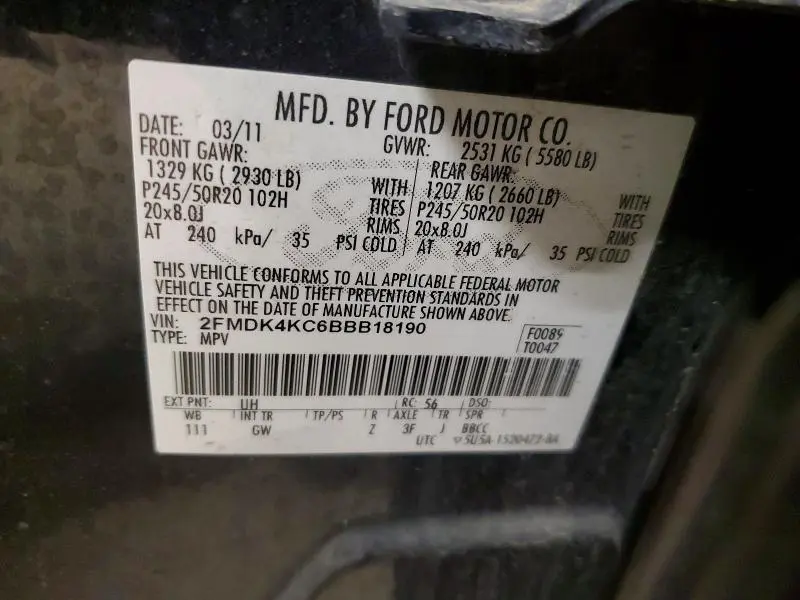 2011 FORD EDGE LIMITED  