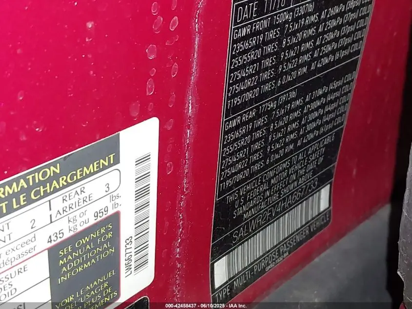 2017 LAND ROVER RANGE ROVER SPORT 3.0L V6 SUPERCHARGED HSE