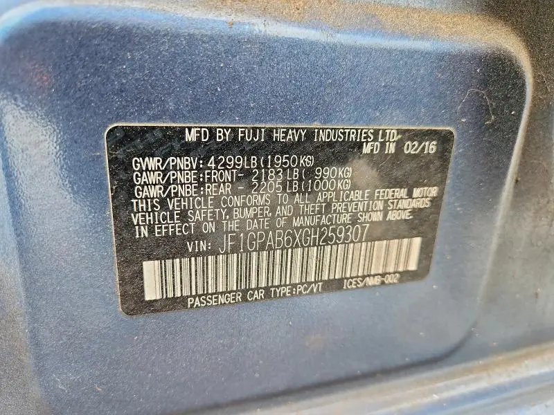 2016 SUBARU IMPREZA PREMIUM  