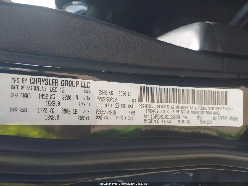 2013 DODGE DURANGO CREW