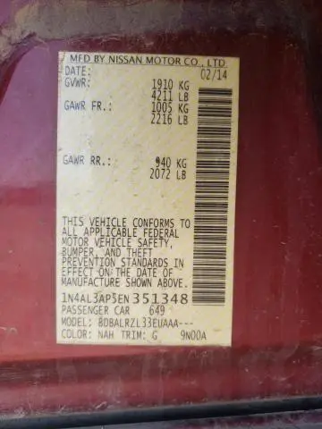 2014 NISSAN ALTIMA 2.5  
