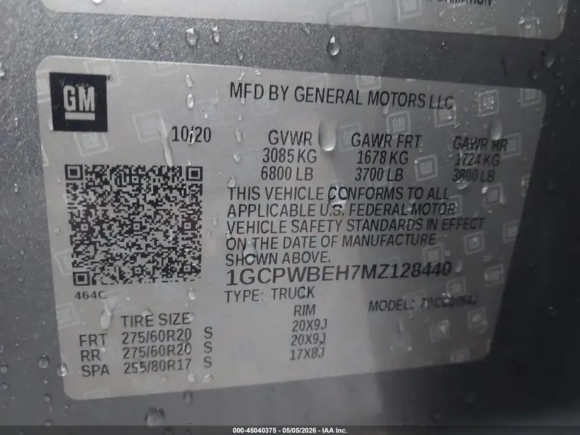 2021 CHEVROLET SILVERADO 1500 2WD  SHORT BED CUSTOM