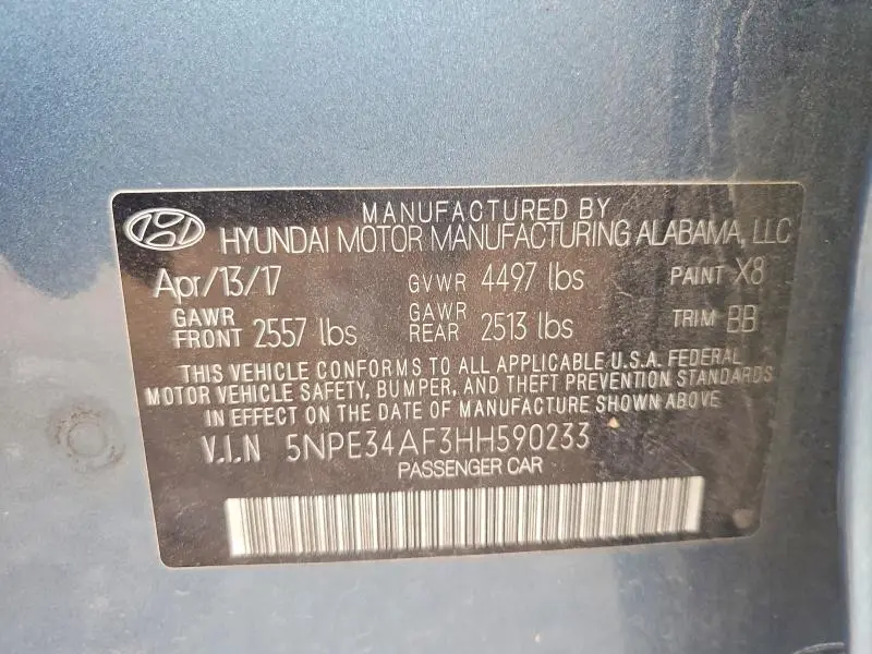 2017 HYUNDAI SONATA LIMITED  