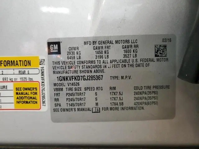 2016 CHEVROLET TRAVERSE LS  