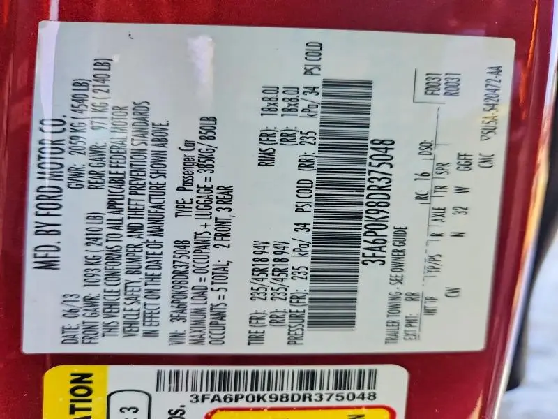 2013 FORD FUSION TITANIUM  