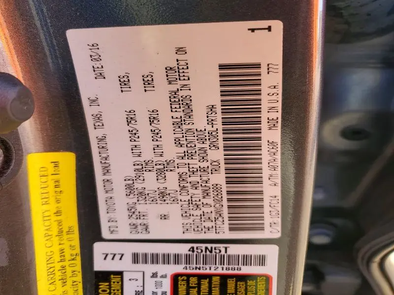 2016 TOYOTA TACOMA SR5 V6  