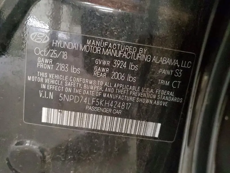 2019 HYUNDAI ELANTRA SE  