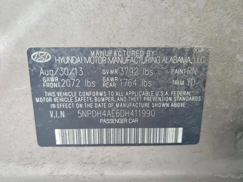 2013 HYUNDAI ELANTRA GLS  