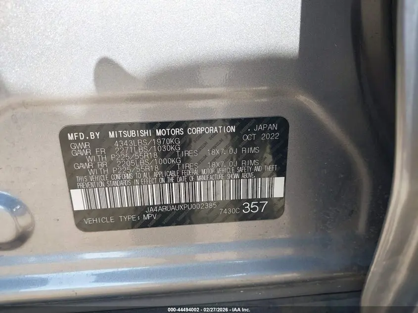 2023 MITSUBISHI OUTLANDER SPORT 2.0 ES AWC/2.0 LE AWC/2.0 RALLIART AWC/2.0 S AWC/2.0 SE AWC