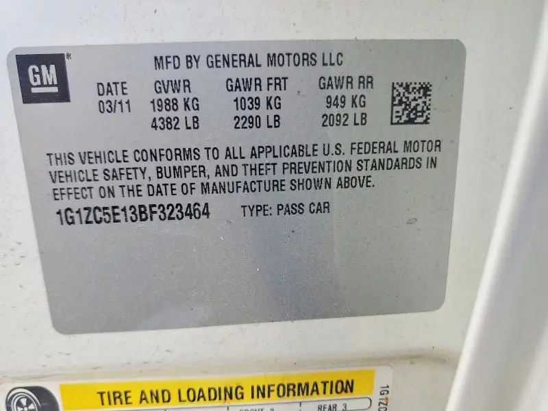 2011 CHEVROLET MALIBU 1LT  