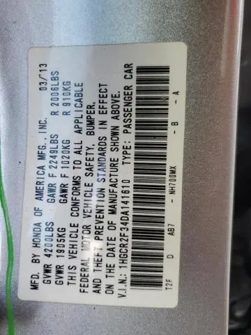 2013 HONDA ACCORD LX  