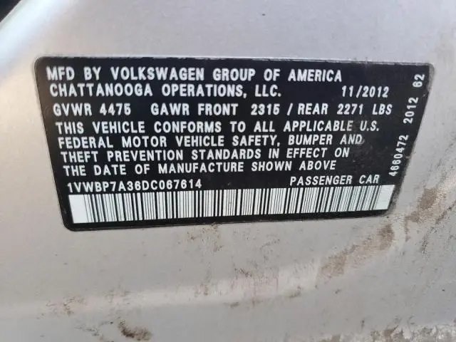 2013 VOLKSWAGEN PASSAT SE  
