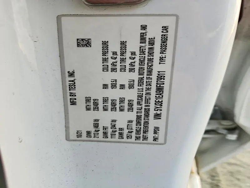 2021 TESLA MODEL 3   