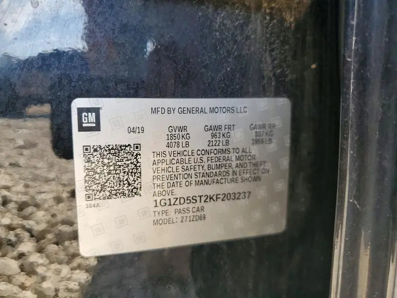 2019 CHEVROLET MALIBU LT  