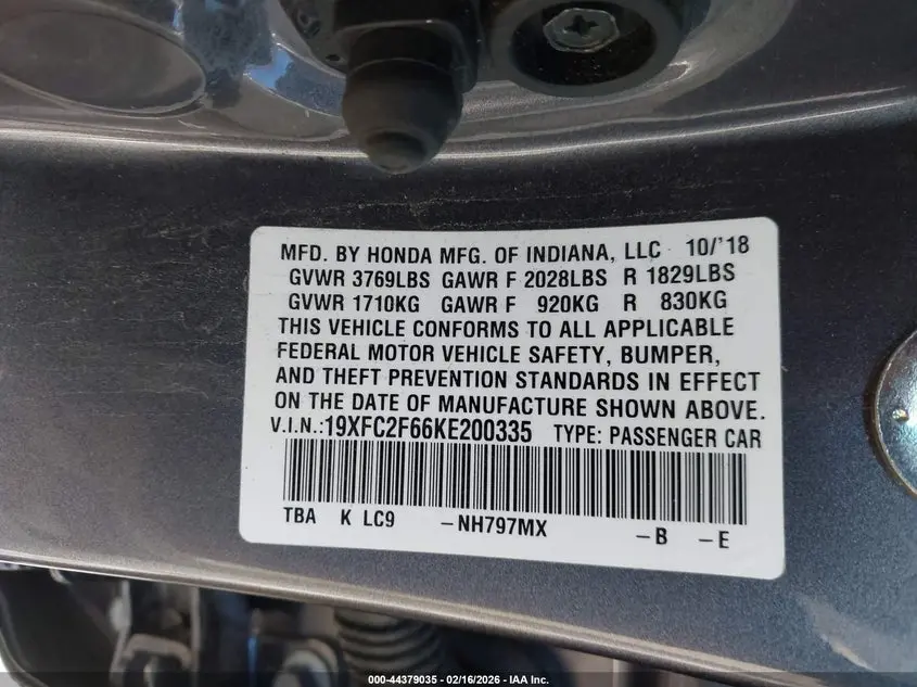 2019 HONDA CIVIC LX