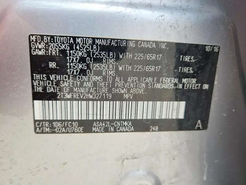 2017 TOYOTA RAV4 XLE  
