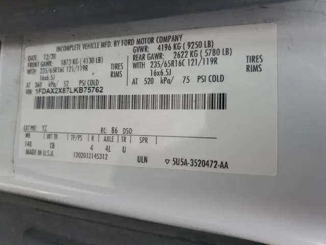 2020 FORD TRANSIT T-350  