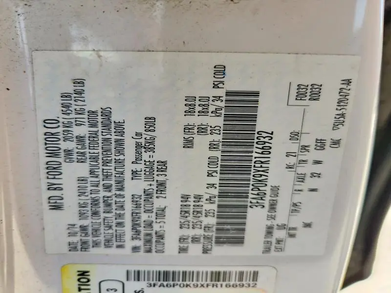 2015 FORD FUSION TITANIUM  