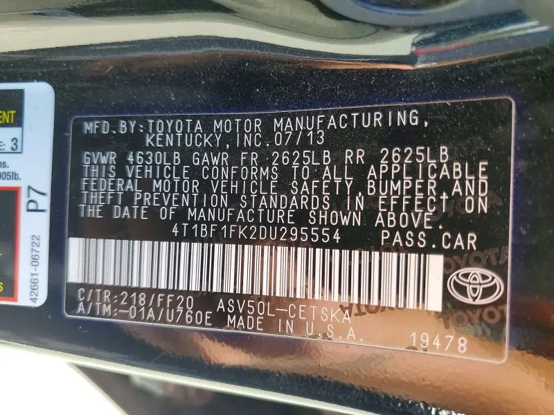 2013 TOYOTA CAMRY SE  