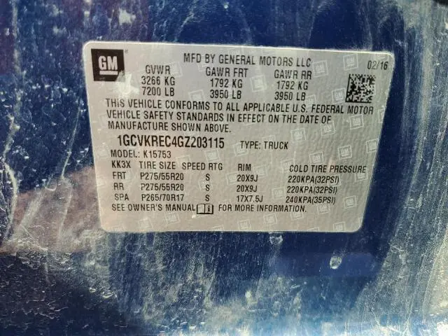 2016 CHEVROLET SILVERADO K1500 LT  