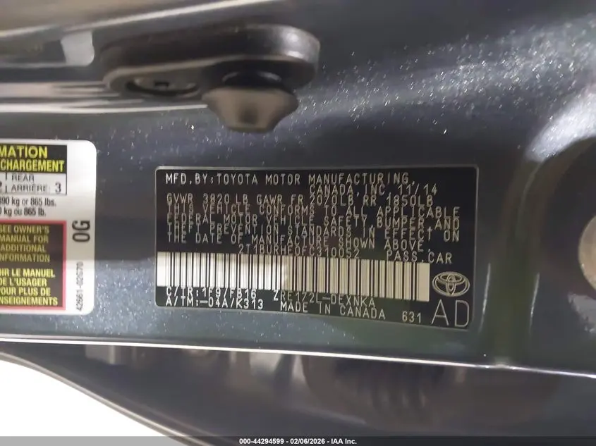 2015 TOYOTA COROLLA LE