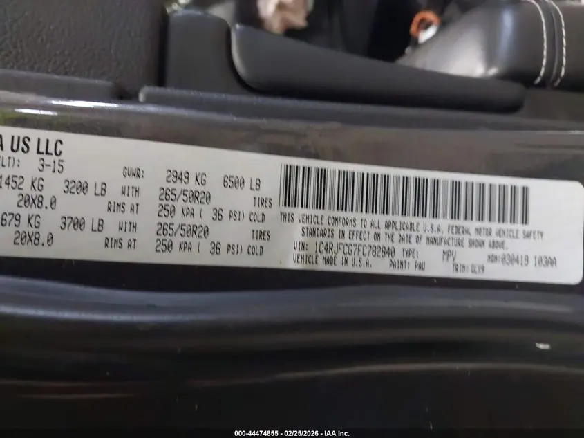 2015 JEEP GRAND CHEROKEE OVERLAND