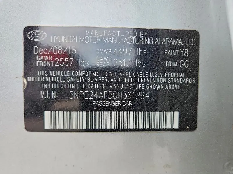 2016 HYUNDAI SONATA SE  