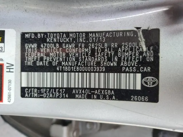 2013 TOYOTA AVALON HYBRID  