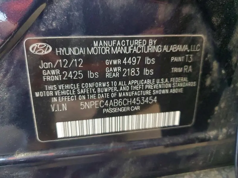 2012 HYUNDAI SONATA LIMITED 2.0T  