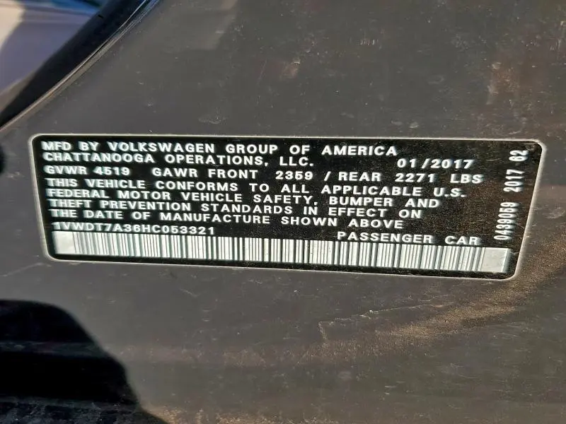 2017 VOLKSWAGEN PASSAT R-LINE  