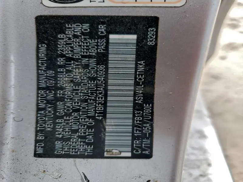 2010 TOYOTA CAMRY BASE  