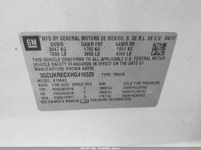 2017 CHEVROLET SILVERADO 1500 1LT