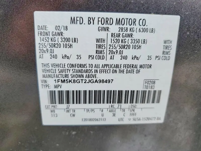 2018 FORD EXPLORER SPORT  