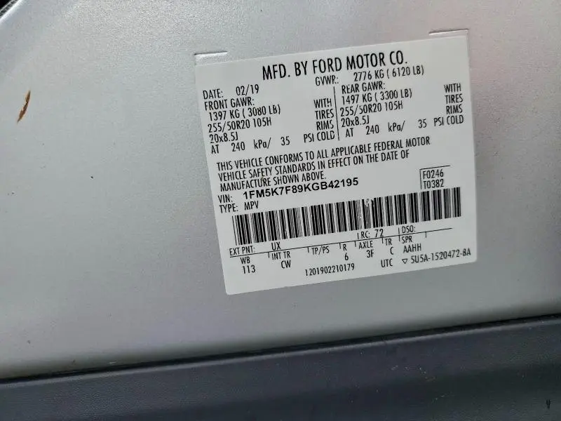 2019 FORD EXPLORER LIMITED  