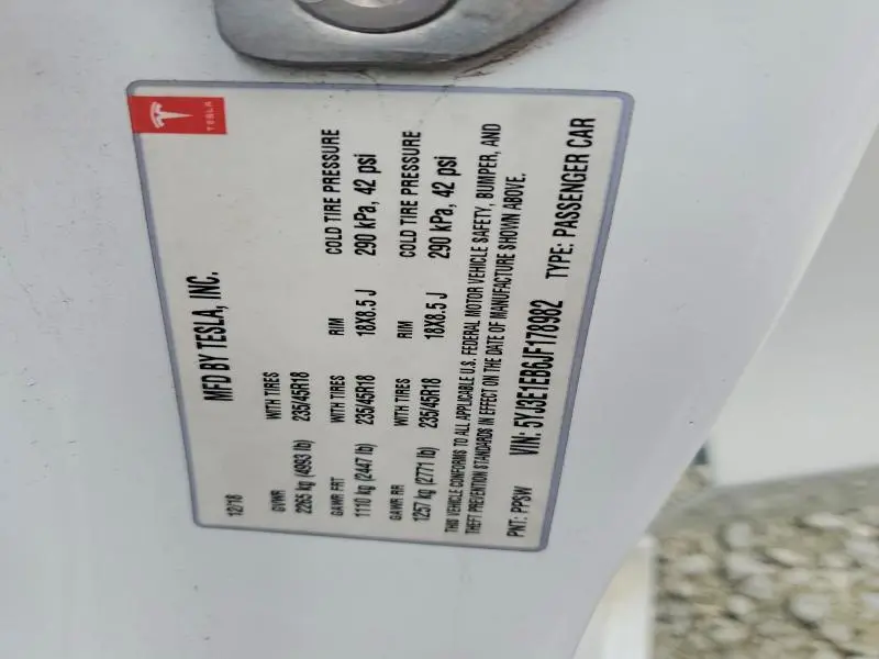 2018 TESLA MODEL 3   