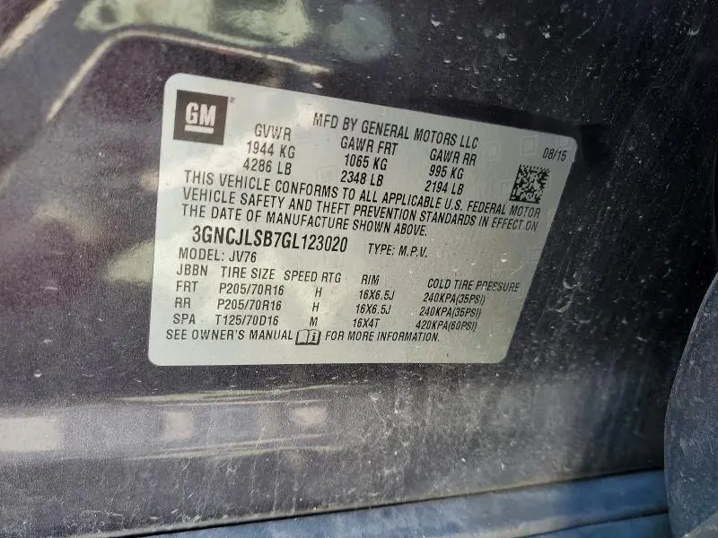 2016 CHEVROLET TRAX 1LT  