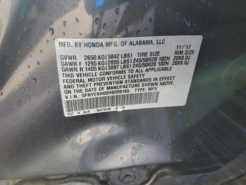 2017 HONDA PILOT ELITE  