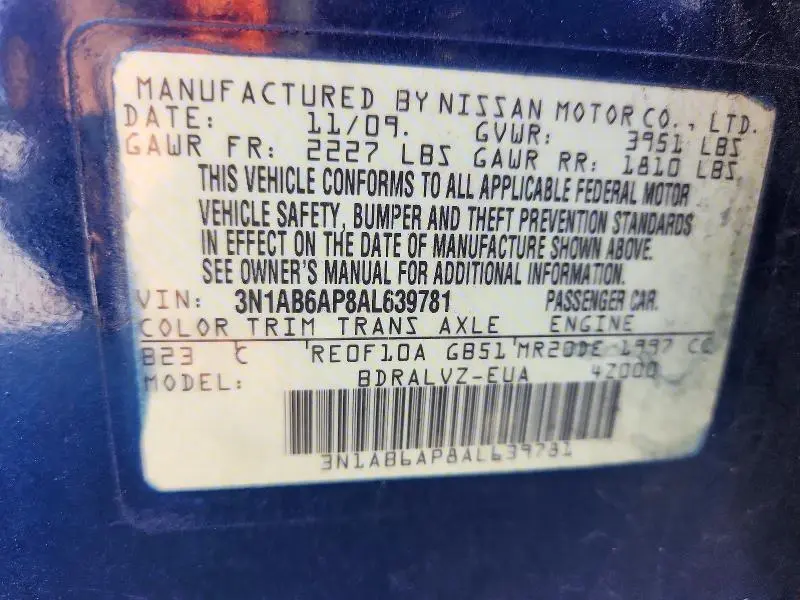 2010 NISSAN SENTRA 2.0  
