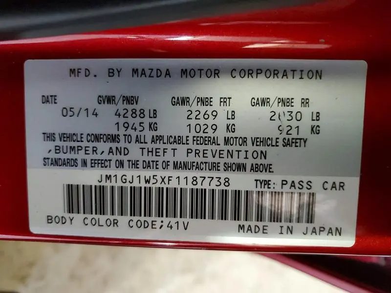 2015 MAZDA 6 GRAND TOURING  