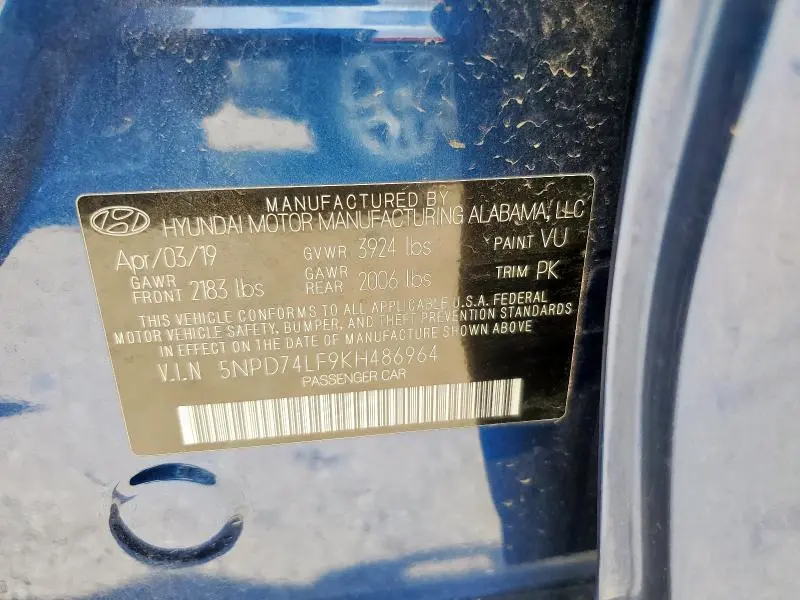 2019 HYUNDAI ELANTRA SE  