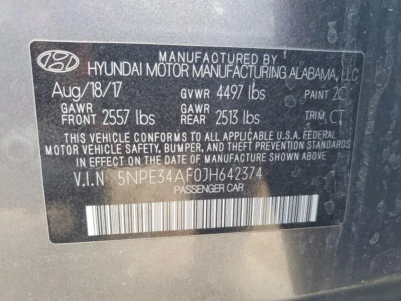 2018 HYUNDAI SONATA LIMITED  