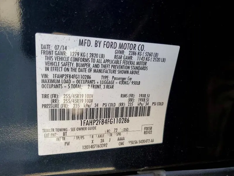 2015 FORD TAURUS   